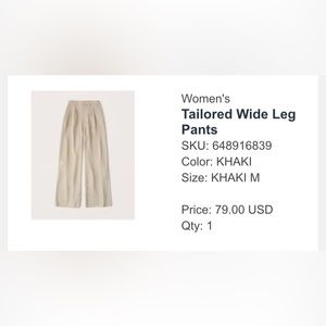 Abercrombie Tailored Wide Leg Pants